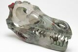 Carved Bloodstone (Heliotrope) Dinosaur Skull #208839-4